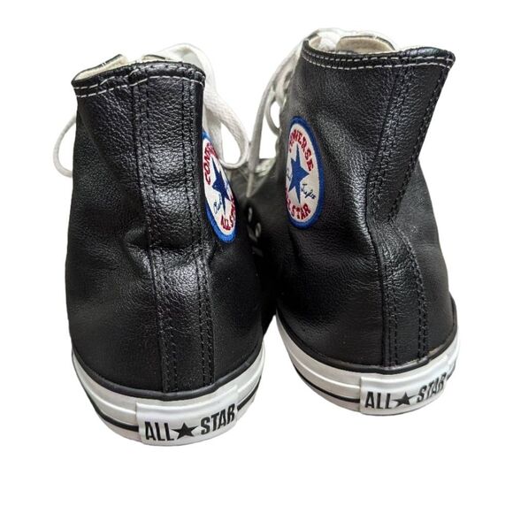Converse All Star black leather hi-top sneakers skater shoes mens 11 women 13 - Picture 3 of 10